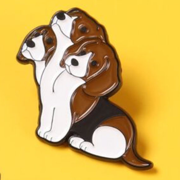 🔵 80% off 🔵 3 headed Beagle dog pin - Picture 1 of 4